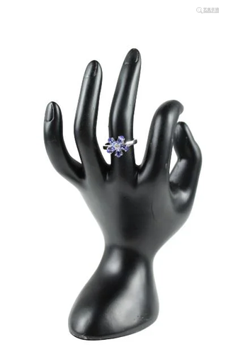 14k White Gold Tanzanite & Diamond Ring