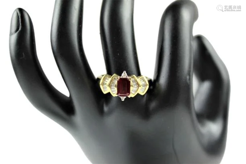 14k Yellow Gold Ruby & Diamond Ring