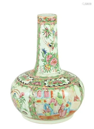 19th C Chinese Rose Medallion Vase