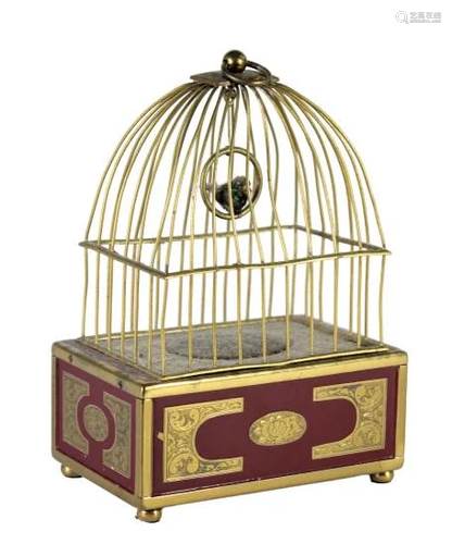 A Swiss Victorian Gilt Metal Singing Bird Cage