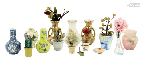 Collection of Misc. Doll House Vases & Florals