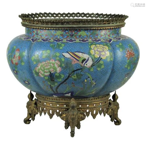 Japanese Cloisonne & Bronze Censor