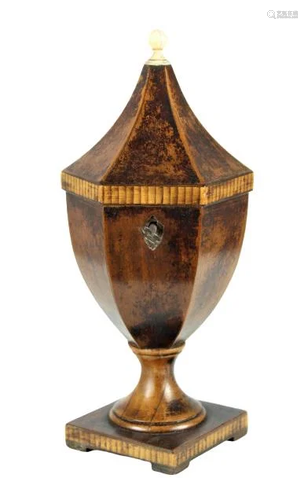 Regency English Urn Form Inlaid Tea Caddy