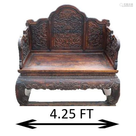 Important Early Chinese Dragon Throne Chair