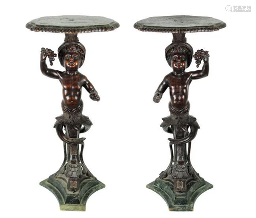 Pair of Italian Carved Blackamoor Side Tables