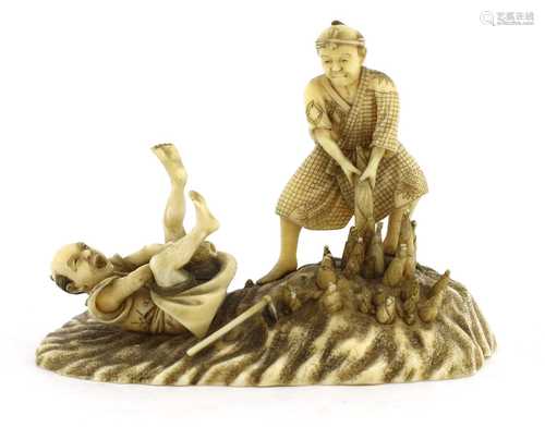 A Japanese Meiji period ivory okimono,