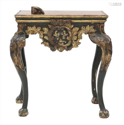 An Italian carved, painted and gilt pier table,