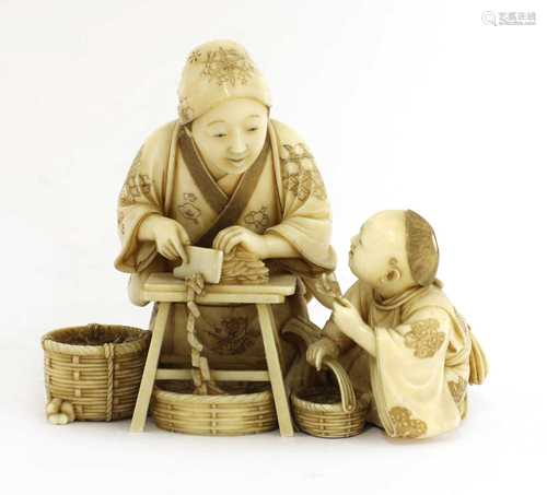 A Japanese Meiji period ivory okimono,