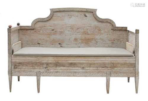 A Swedish painted frame hall seat,