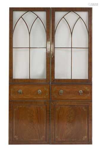 A pair of George III brass strung mahogany doors,