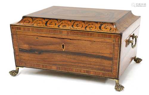 A Regency rosewood workbox,