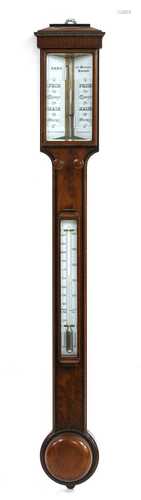 A Victorian mahogany stick barometer by Cary,