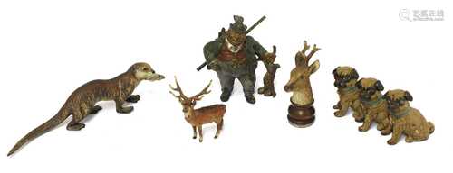 Five Vienna cold painted bronze items,