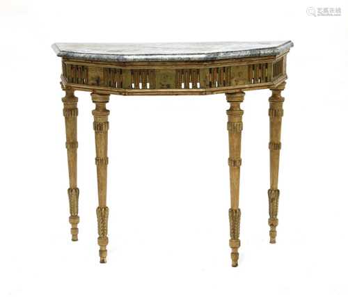 A French giltwood console table,