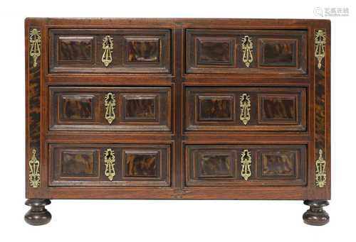 A Spanish rosewood and inlaid table cabinet of drawers,