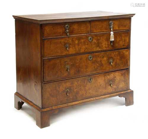 A Queen Anne walnut chest of drawers,