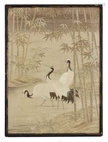 A Japanese silk embroidery.