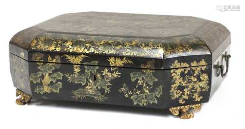 A Chinese lacquered workbox,