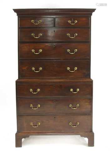 A George III mahogany chest on chest,