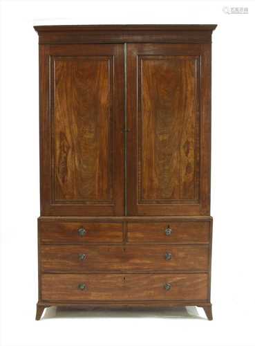 A George III mahogany linen press,