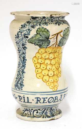 A majolica drug jar,