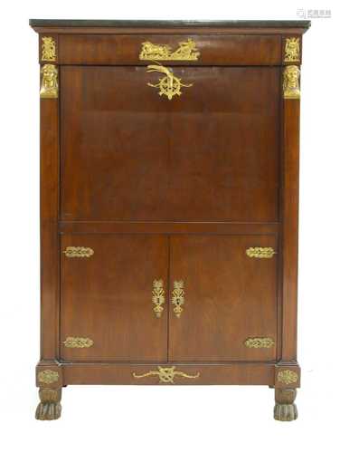 An Empire mahogany and gilt bronze mounted escritoire,