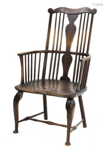 An ash and elm stick back Windsor chair,