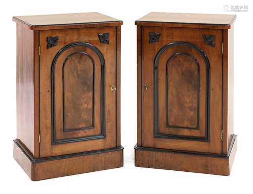 A pair of mahogany bedside cupboards,