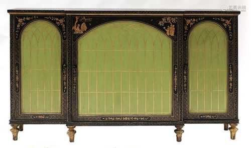 A Regency-style breakfront side cabinet,