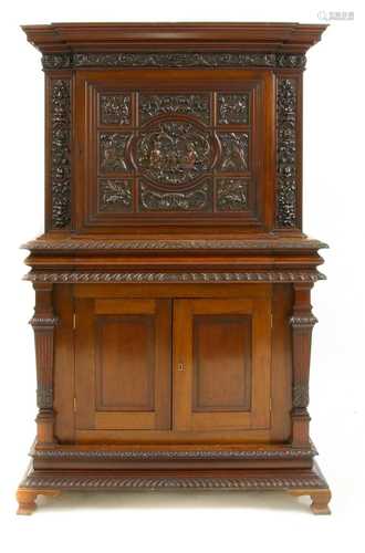 A carved mahogany cabinet by Gillow,