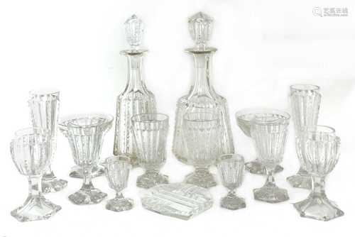 A large early cut glass suite in the manner of Baccarat,