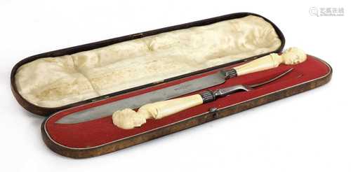 A cased carving set,