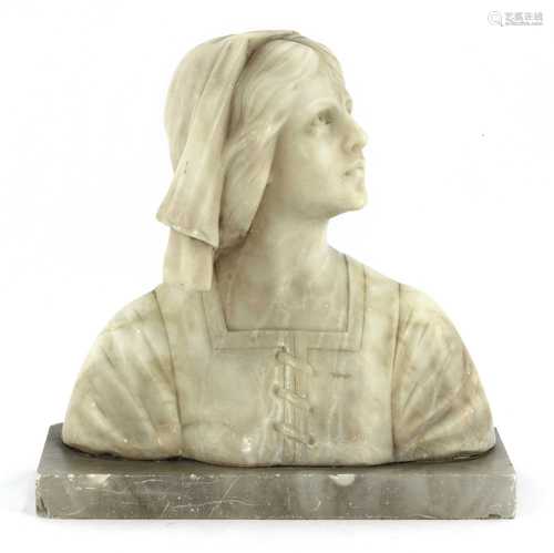 An alabaster bust of a Florentine youth,