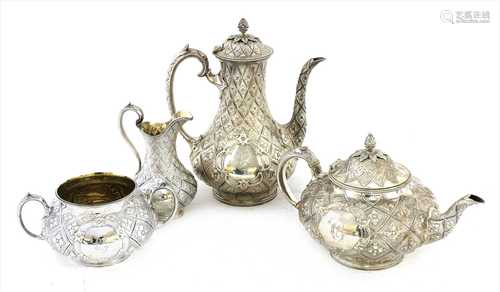 A silver four-piece tea set,