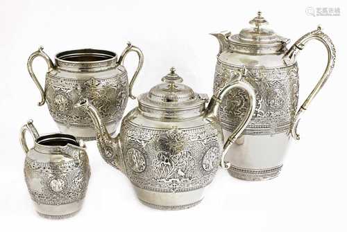 A Scottish silver four-piece tea set,