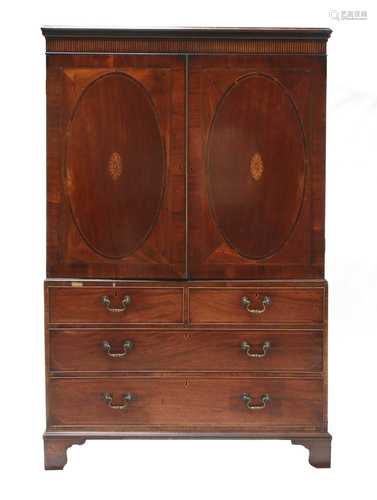 A mahogany linen press,