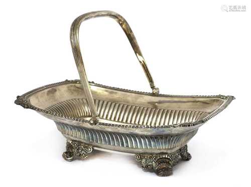 A George IV silver bread basket,