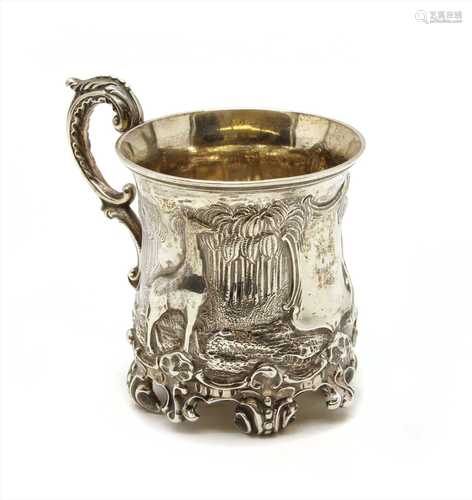 An early Victorian silver christening mug,