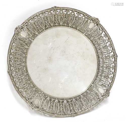 An American silver pierced and footed dish,