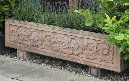 Three Indian sandstone garden troughs