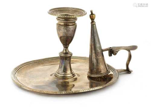 A George III silver chamberstick,