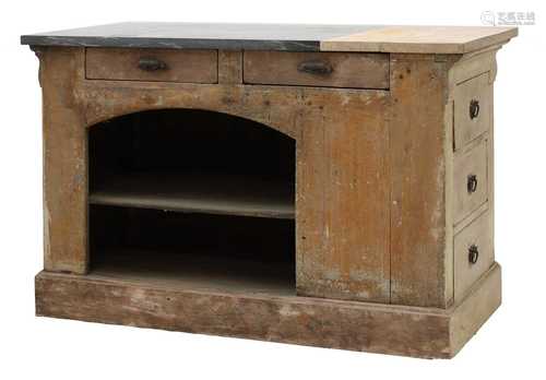 A French pine boulangerie counter,