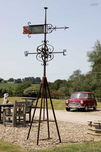 A wrought iron weathervane,