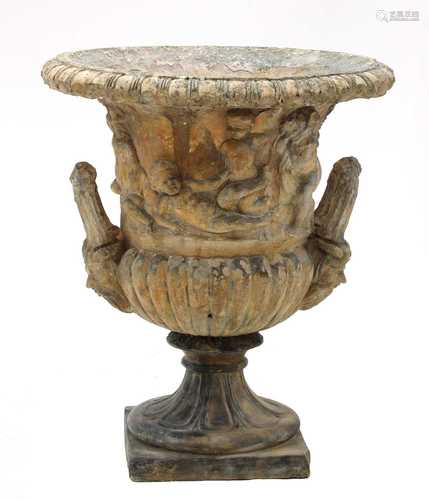 A blush terracotta urn, possibly by John Marriott Blashfield,