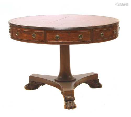 A Regency mahogany drum table,