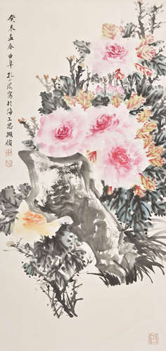 孔小瑜 花卉 设色纸本镜心