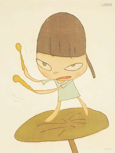 YOSHITOMO NARA  Marching on a Butterbur Leaf  Edition of 1000   MEDIUM: Digital print