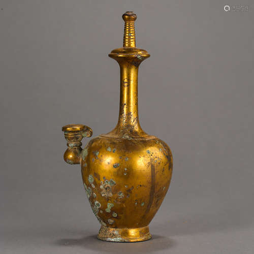 TANG DYNASTY, CHINESE BUDDHIST GILT GOLD BOTTLE