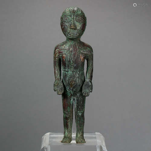 HAN DYNASTY, BRONZE STANDING HUMAN FIGURE