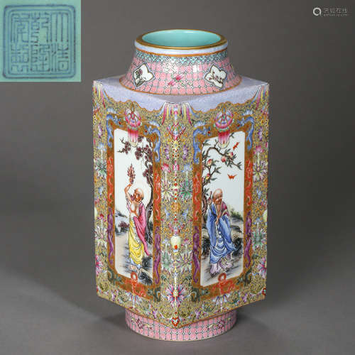 QING DYNASTY, WUCAI CONG VASE, IT FEATURES 